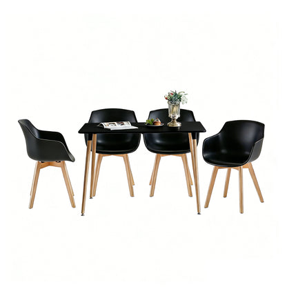 Modern PP Shell Armchair Paired with a Rectangular Dining Table