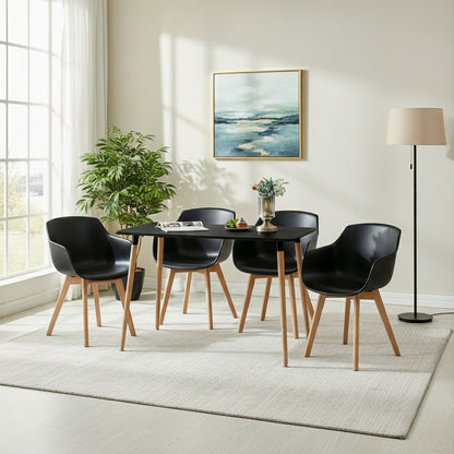Modern PP Shell Armchair Paired with a Rectangular Dining Table