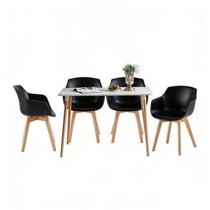 Modern PP Shell Armchair Paired with a Rectangular Dining Table