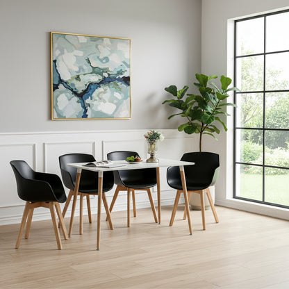 Modern PP Shell Armchair Paired with a Rectangular Dining Table