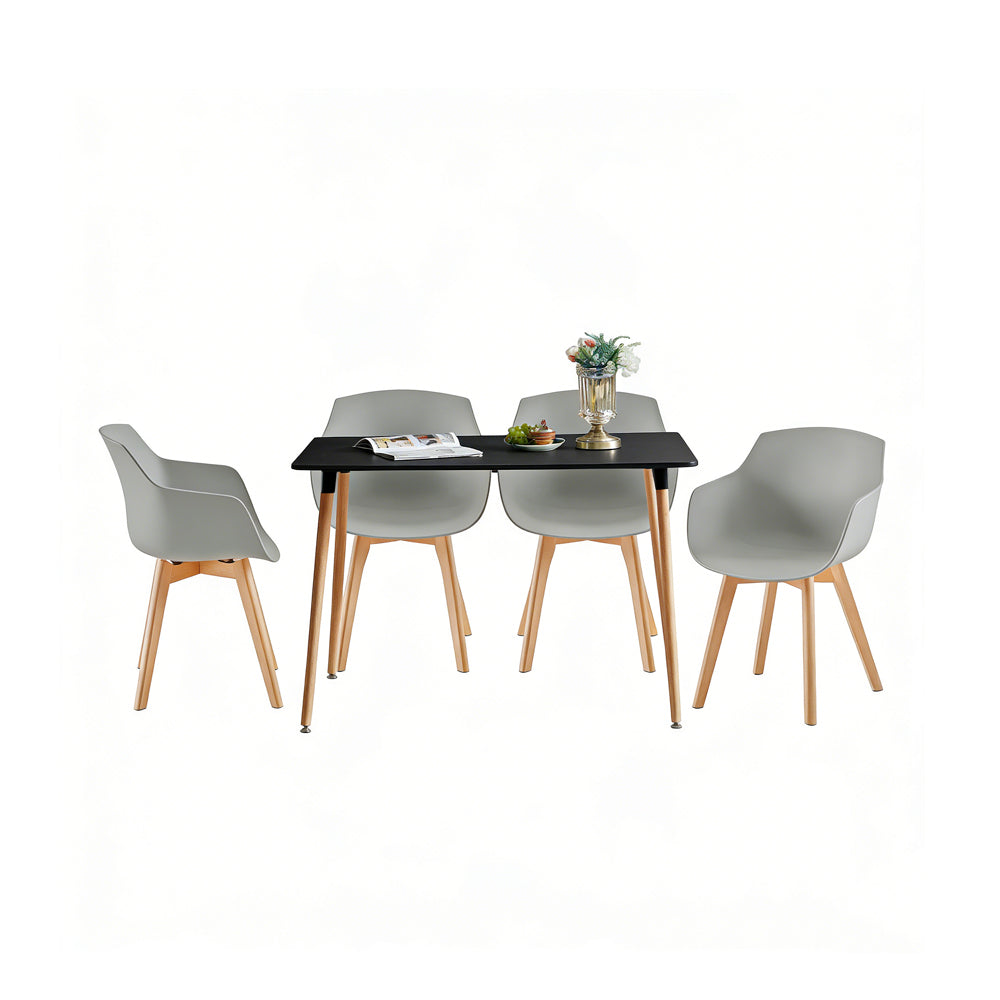 Modern PP Shell Armchair Paired with a Rectangular Dining Table