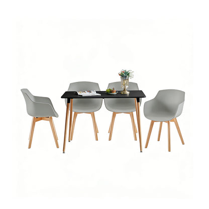 Modern PP Shell Armchair Paired with a Rectangular Dining Table
