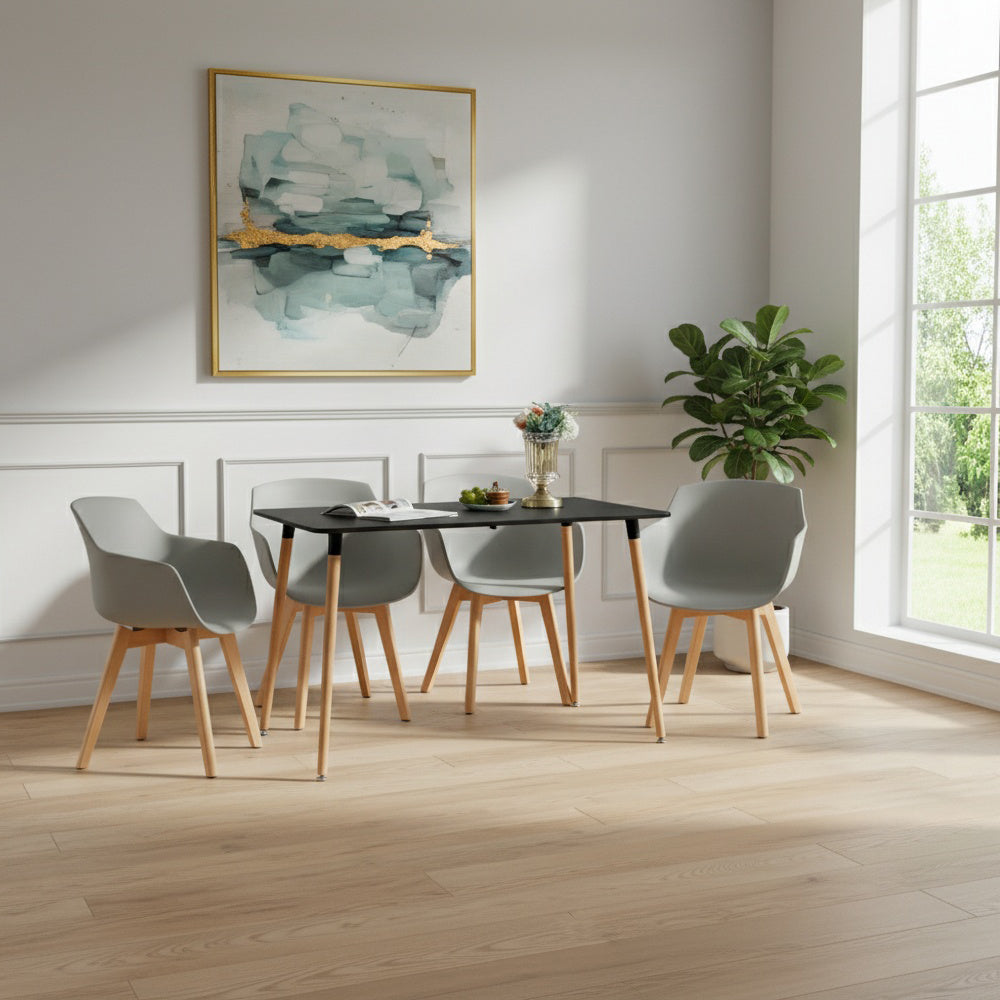 Modern PP Shell Armchair Paired with a Rectangular Dining Table
