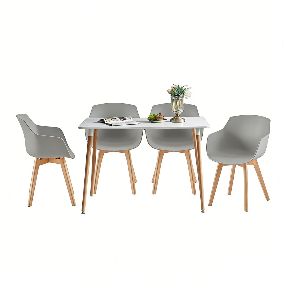 Modern PP Shell Armchair Paired with a Rectangular Dining Table