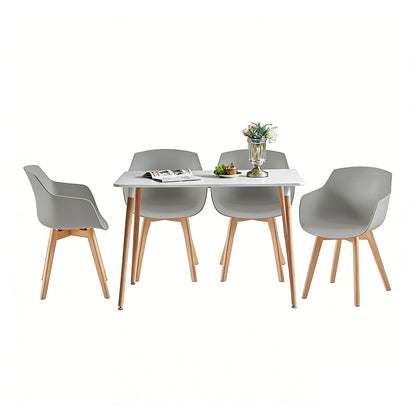 Modern PP Shell Armchair Paired with a Rectangular Dining Table