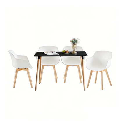 Modern PP Shell Armchair Paired with a Rectangular Dining Table