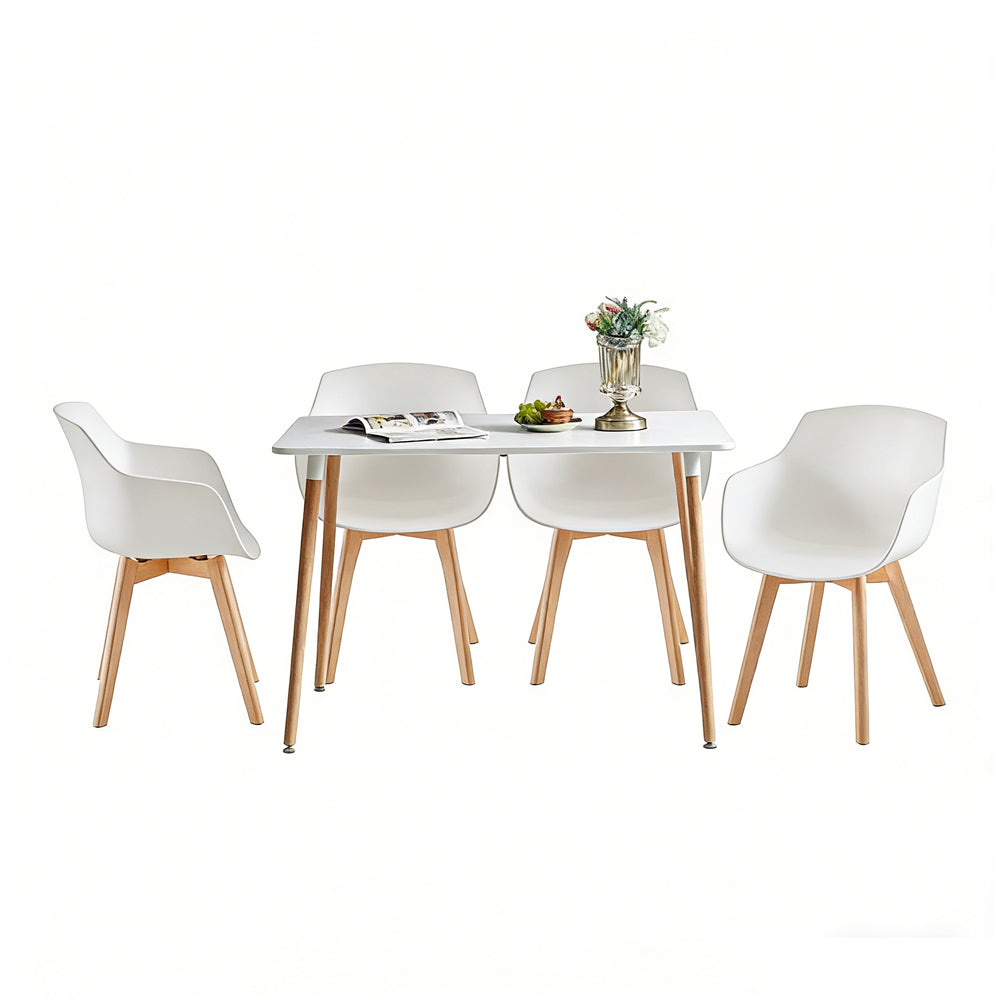 Modern PP Shell Armchair Paired with a Rectangular Dining Table