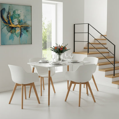 Modern PP Shell Armchair Paired with a Rectangular Dining Table