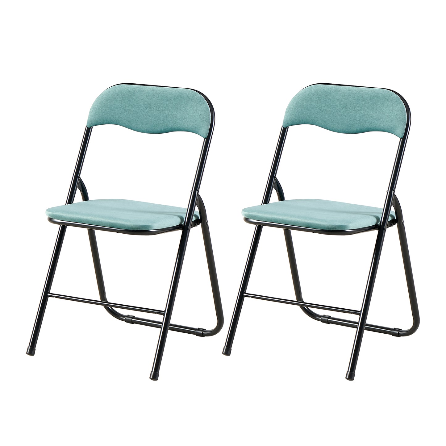 Velvet Padded Stackable Folding Chairs Set of 2/4 - Cactus-MANGO