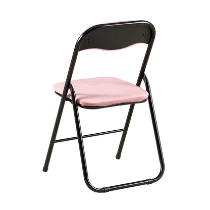 Velvet Padded Stackable Folding Chairs Set of 2/4 - Pink-MANGO