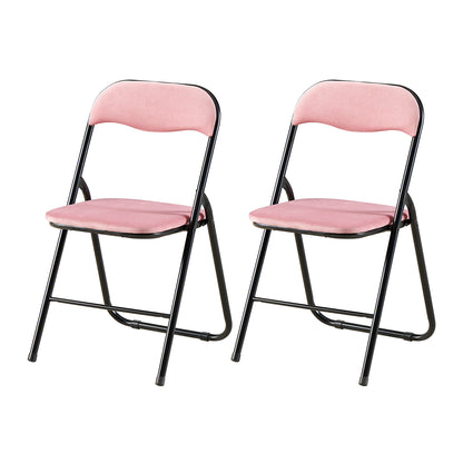 Velvet Padded Stackable Folding Chairs Set of 2/4 - Pink-MANGO