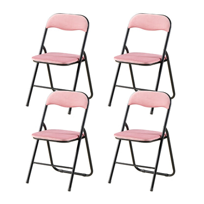 Velvet Padded Stackable Folding Chairs Set of 2/4 - Pink-MANGO