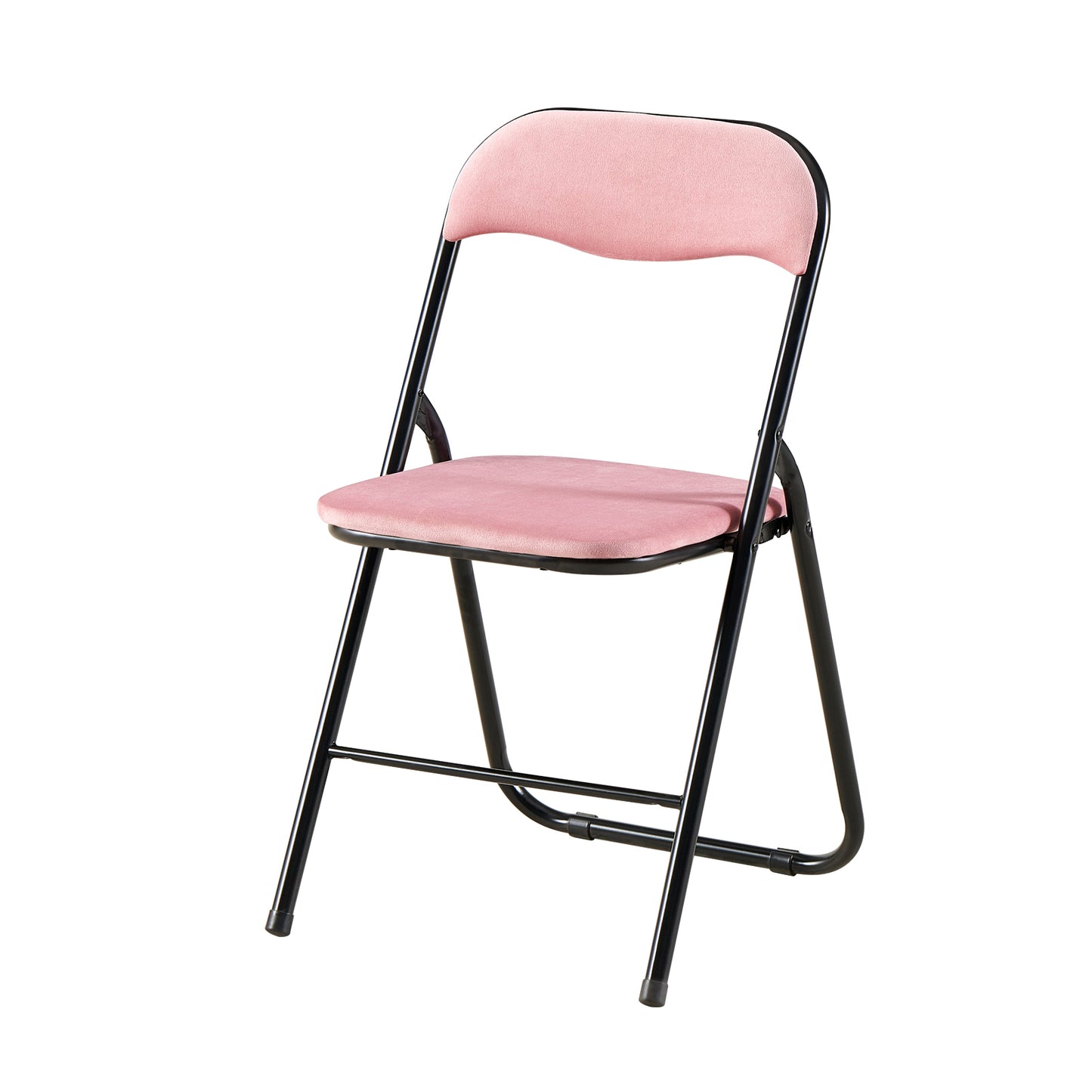 Velvet Padded Stackable Folding Chairs Set of 2/4 - Pink-MANGO