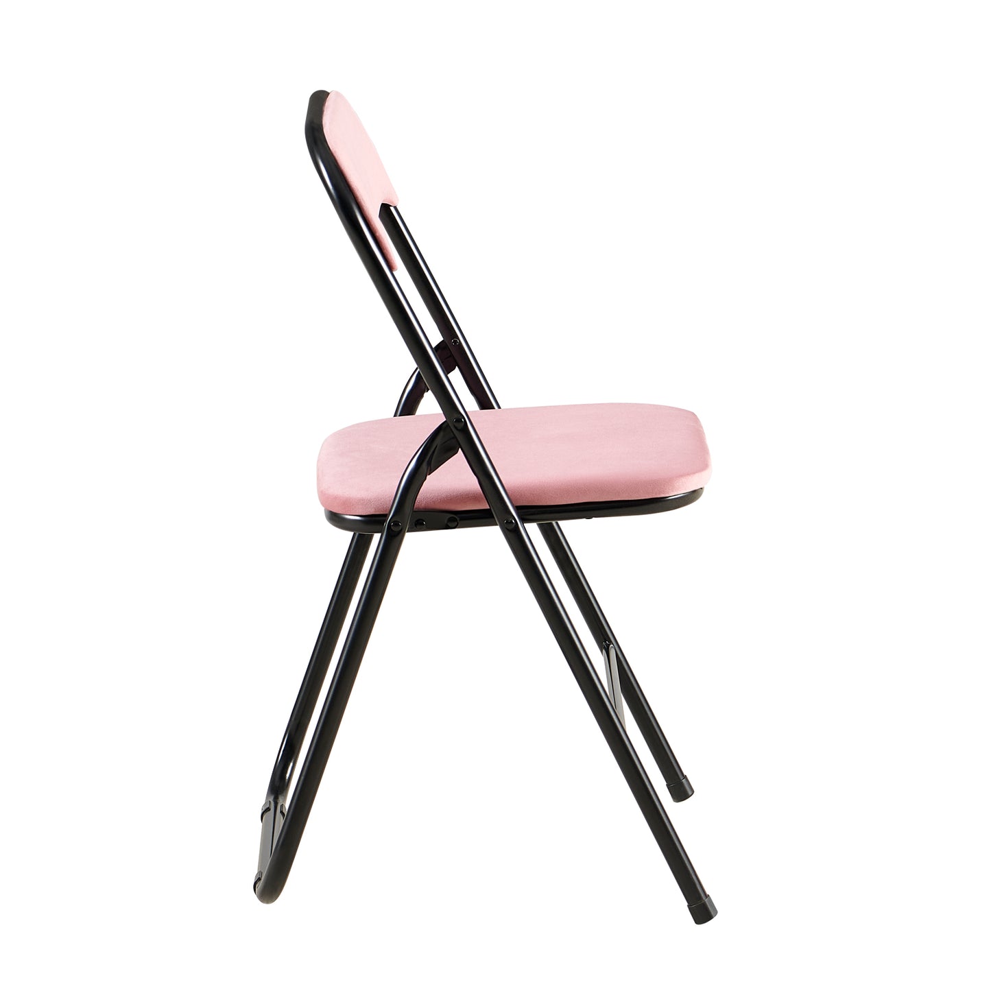 Velvet Padded Stackable Folding Chairs Set of 2/4 - Pink-MANGO