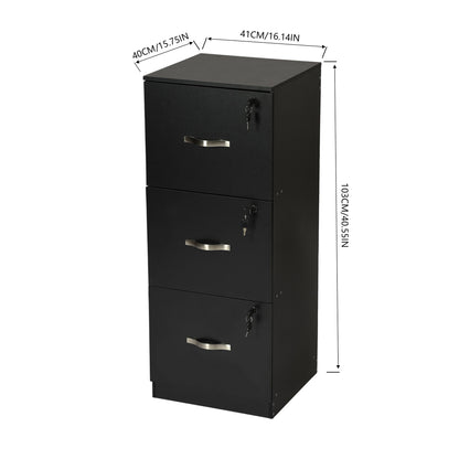Filing Cabinet with 3 Lockable Drawers-White/Black/Vintage Brown