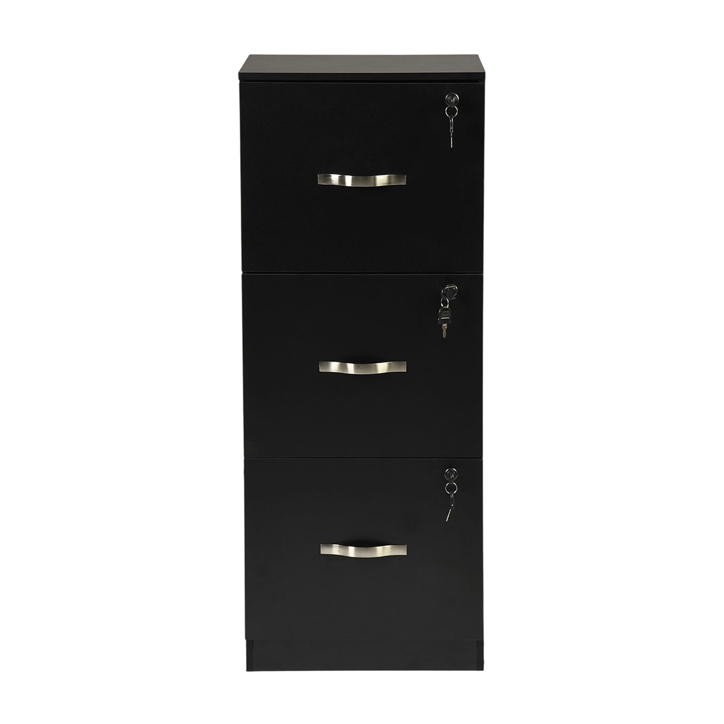 Filing Cabinet with 3 Lockable Drawers-White/Black/Vintage Brown