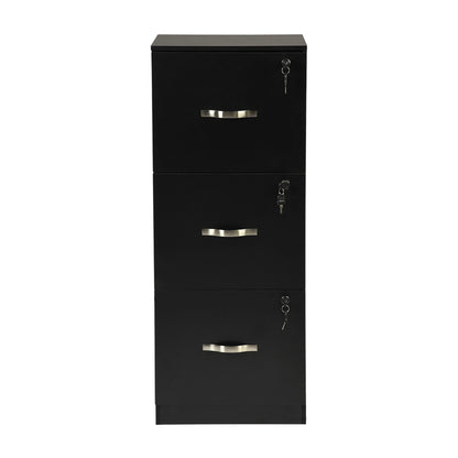 Filing Cabinet with 3 Lockable Drawers-White/Black/Vintage Brown
