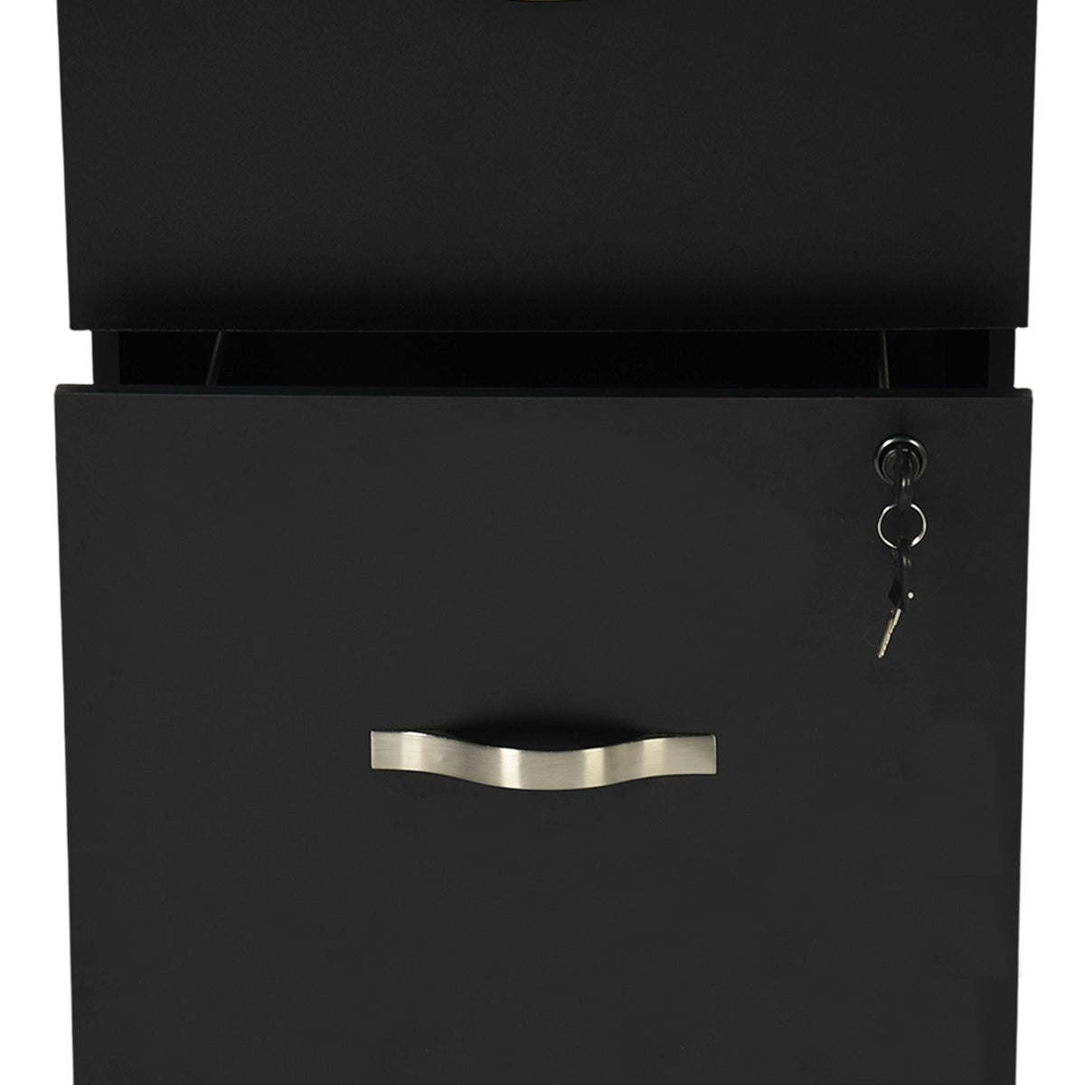 Filing Cabinet with 3 Lockable Drawers-White/Black/Vintage Brown