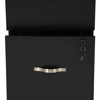Filing Cabinet with 3 Lockable Drawers-White/Black/Vintage Brown