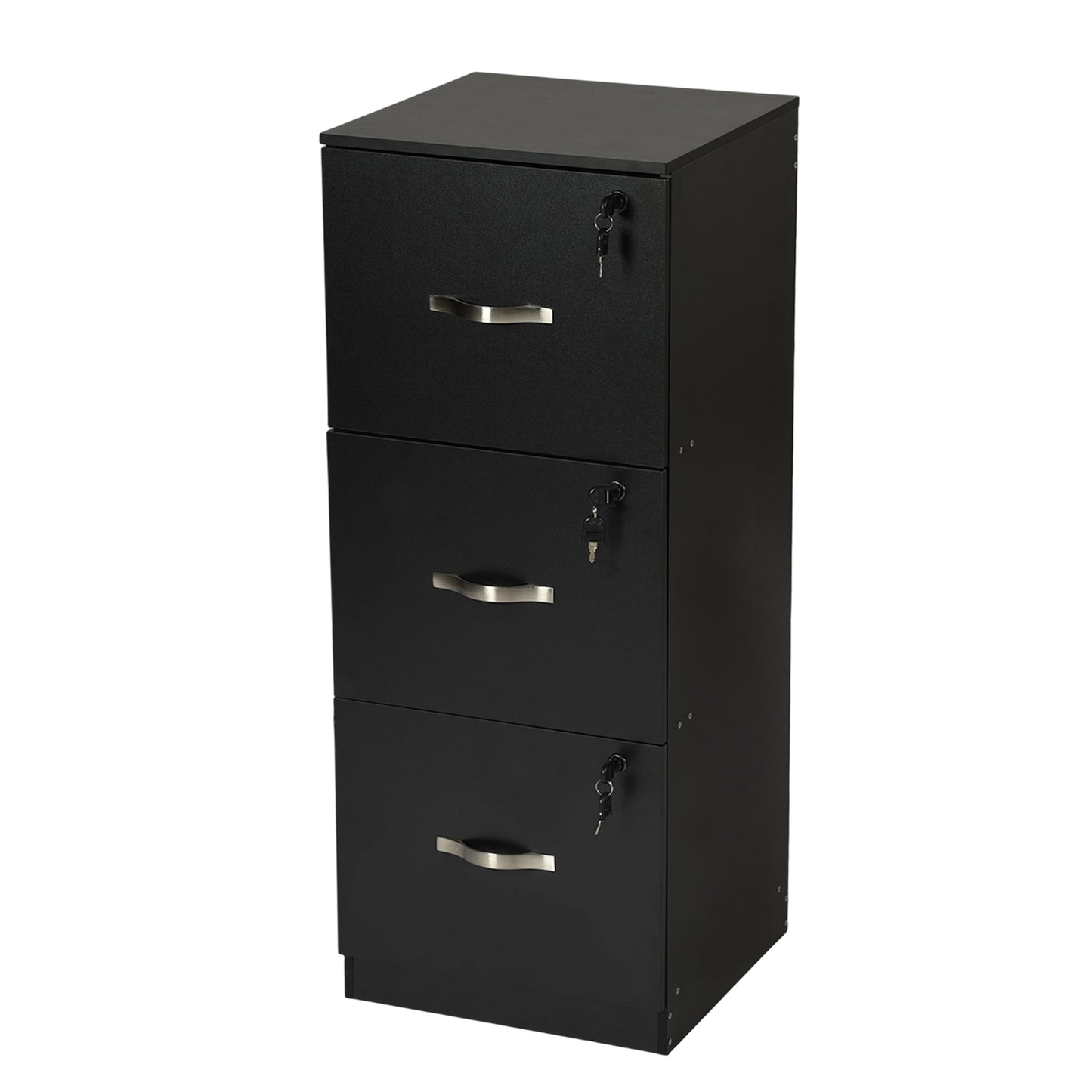 Filing Cabinet with 3 Lockable Drawers-White/Black/Vintage Brown