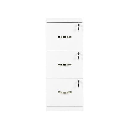 Filing Cabinet with 3 Lockable Drawers-White/Black/Vintage Brown