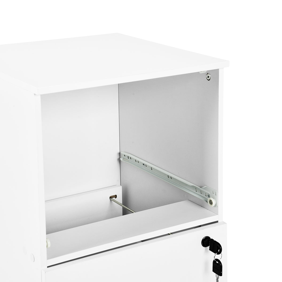 Filing Cabinet with 3 Lockable Drawers-White/Black/Vintage Brown