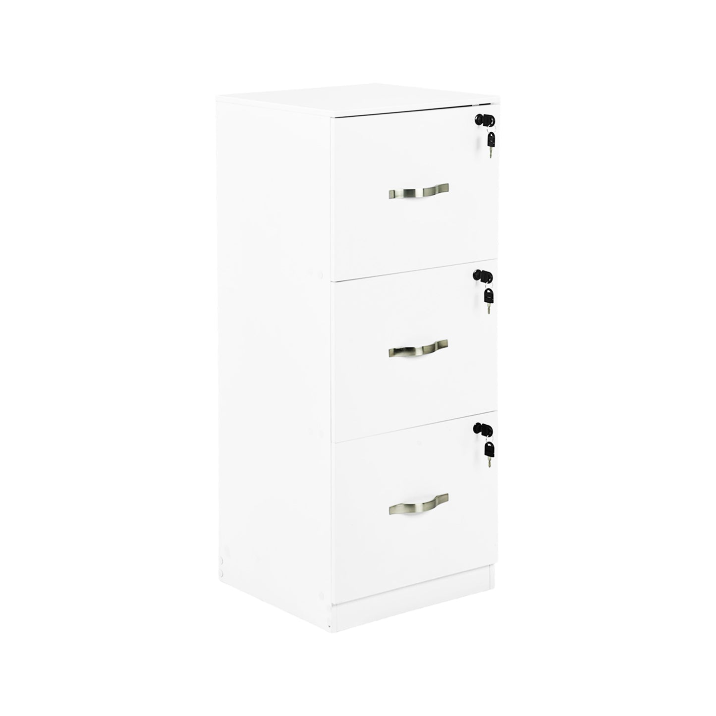 Filing Cabinet with 3 Lockable Drawers-White/Black/Vintage Brown