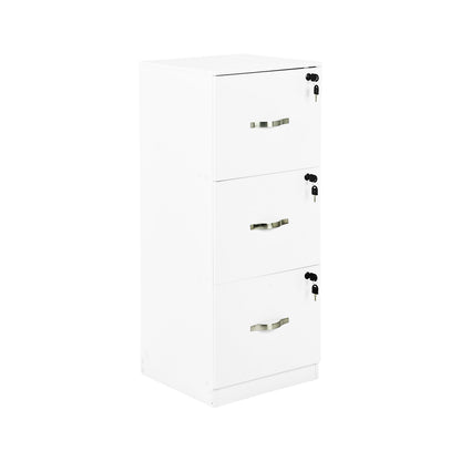 Filing Cabinet with 3 Lockable Drawers-White/Black/Vintage Brown
