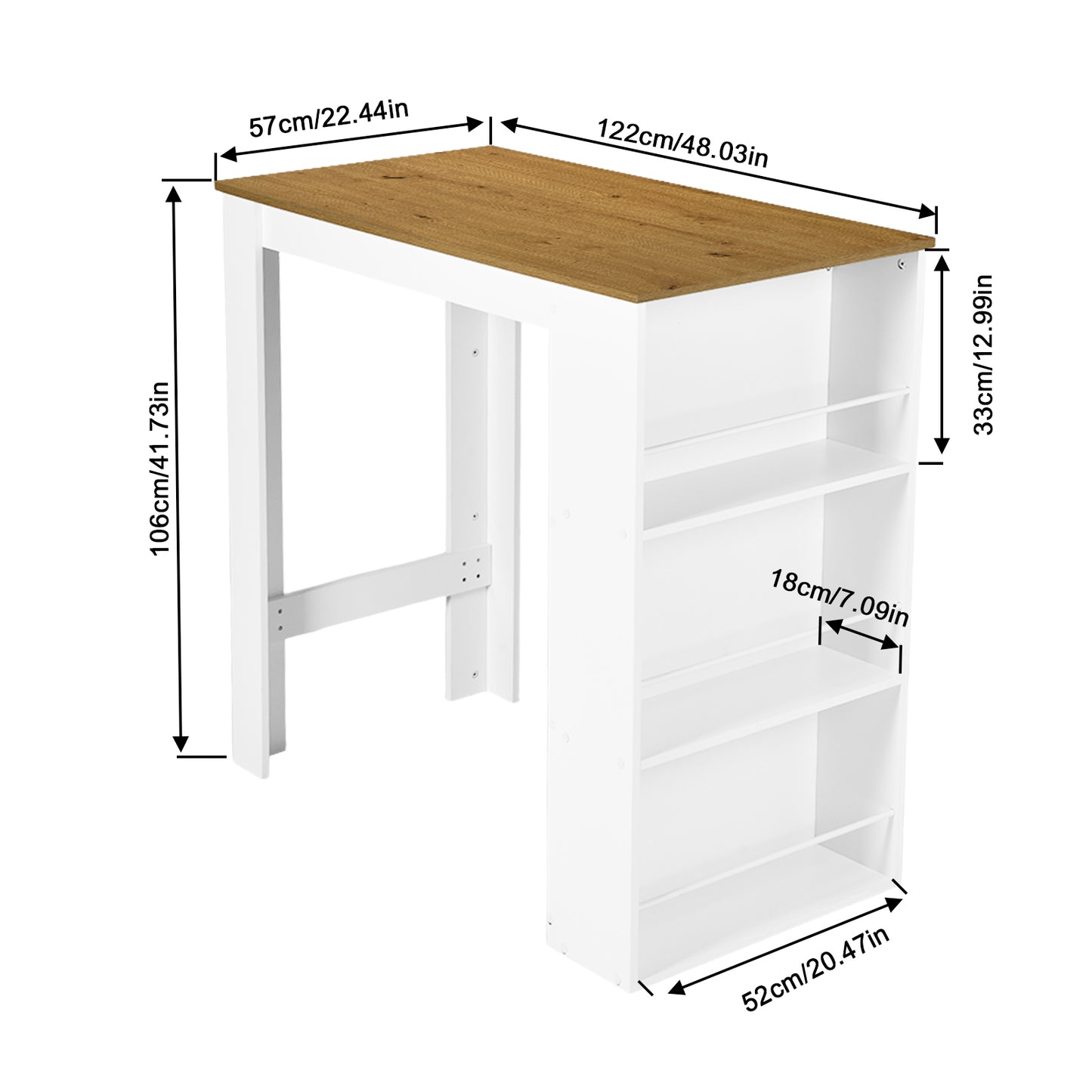 Kitchen and bar table with 3 shelves – High table