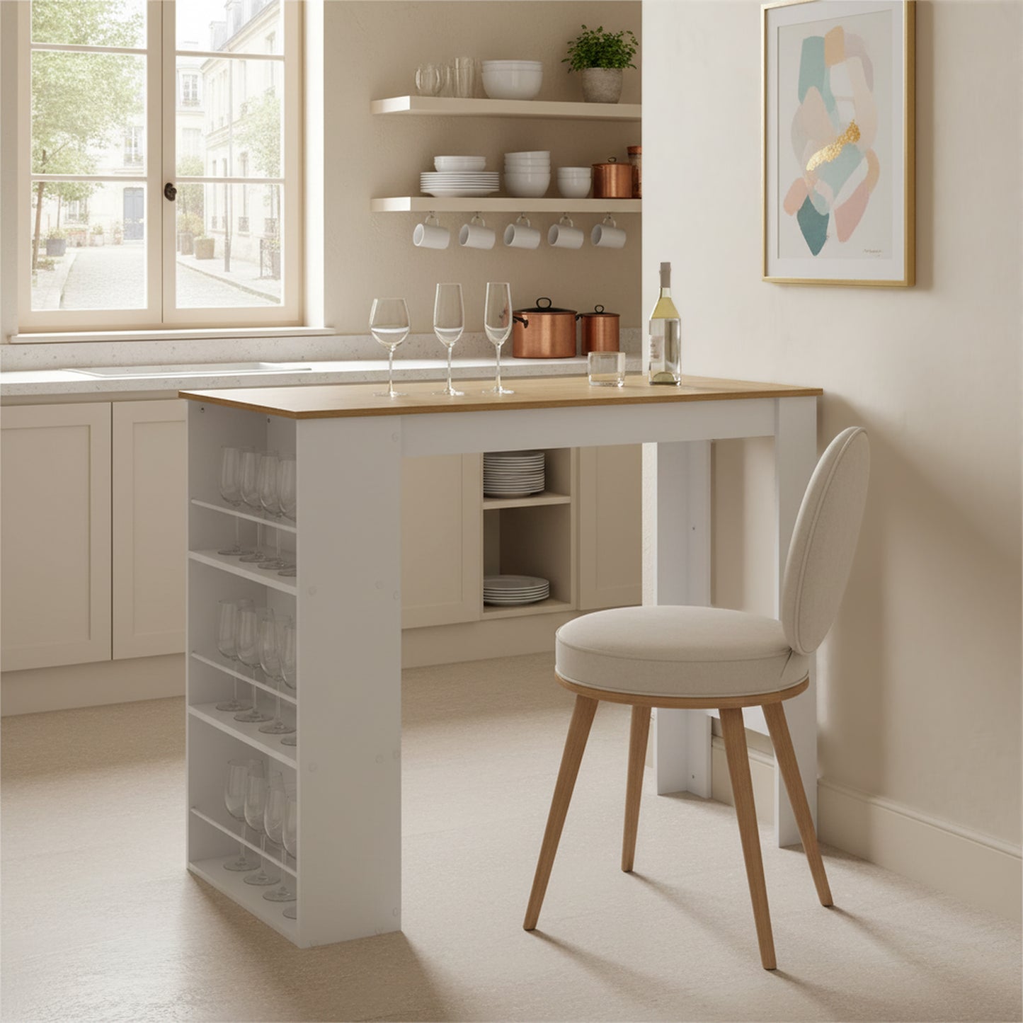 Kitchen and bar table with 3 shelves – High table