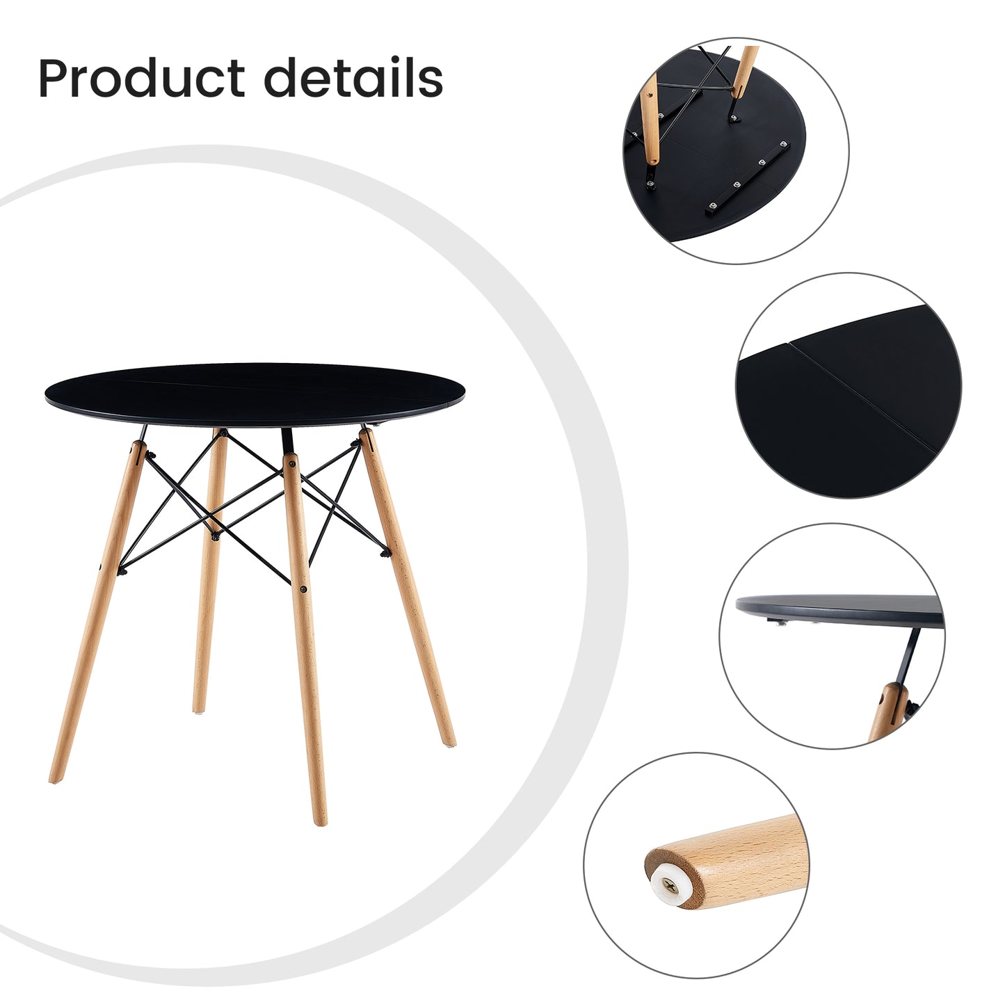 LEYDEN Dining Side Chair and a Round Dining Table, Suitable for 4-6 people