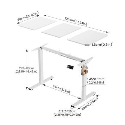 Electric Lift Desk White 120 x 60 cm-DREXEL