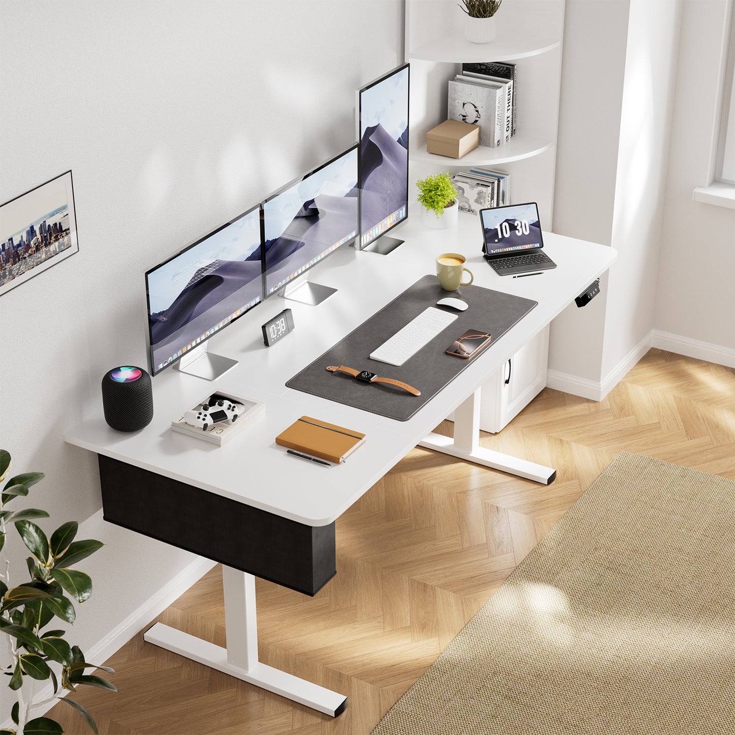 Electric Height Adjustable Desk 160 X 75 CM, White-DUMONT