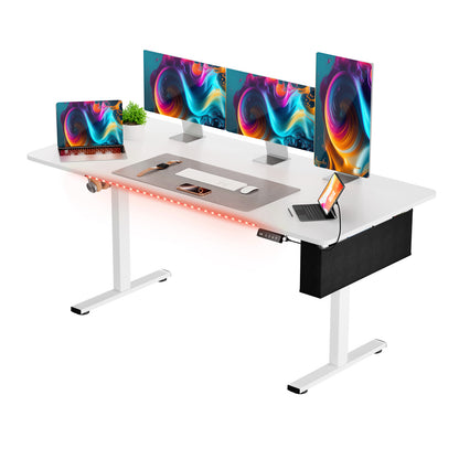 Electric Height Adjustable Desk 160 X 75 CM, White-DUMONT