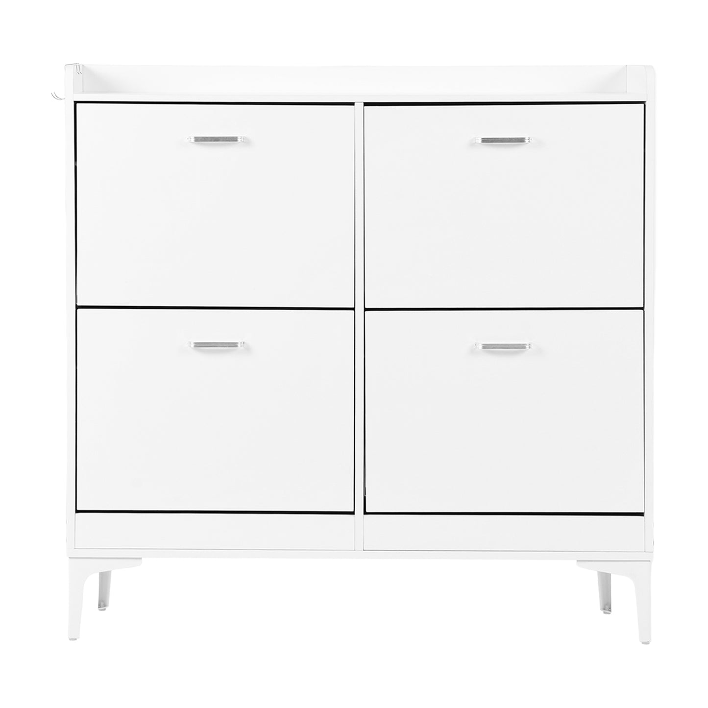 DURHAM Shoe Cabinet 4 Flaps Shoe Rack Shoe 105x23x103 cm - MDF White