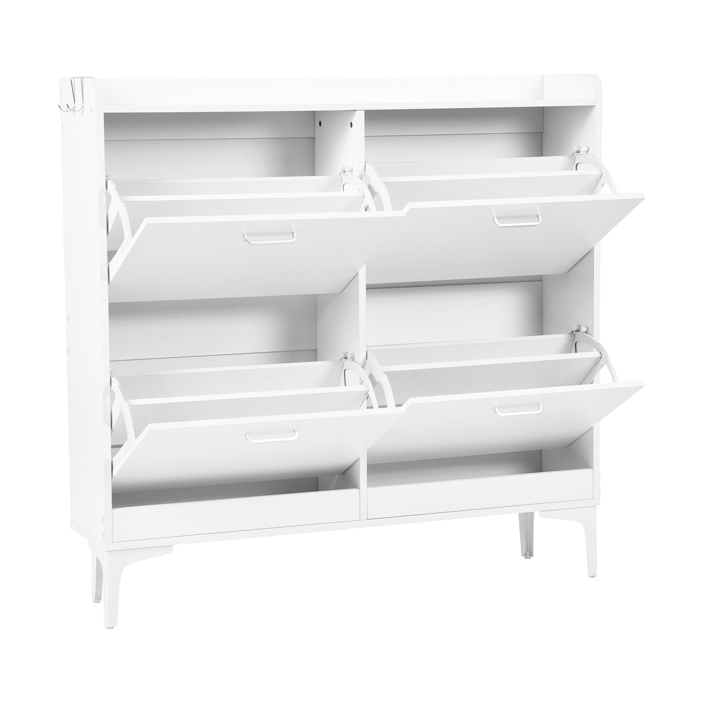 DURHAM Shoe Cabinet 4 Flaps Shoe Rack Shoe 105x23x103 cm - MDF White