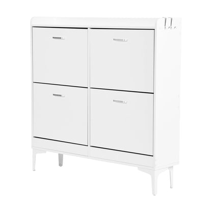 DURHAM Shoe Cabinet 4 Flaps Shoe Rack Shoe 105x23x103 cm - MDF White