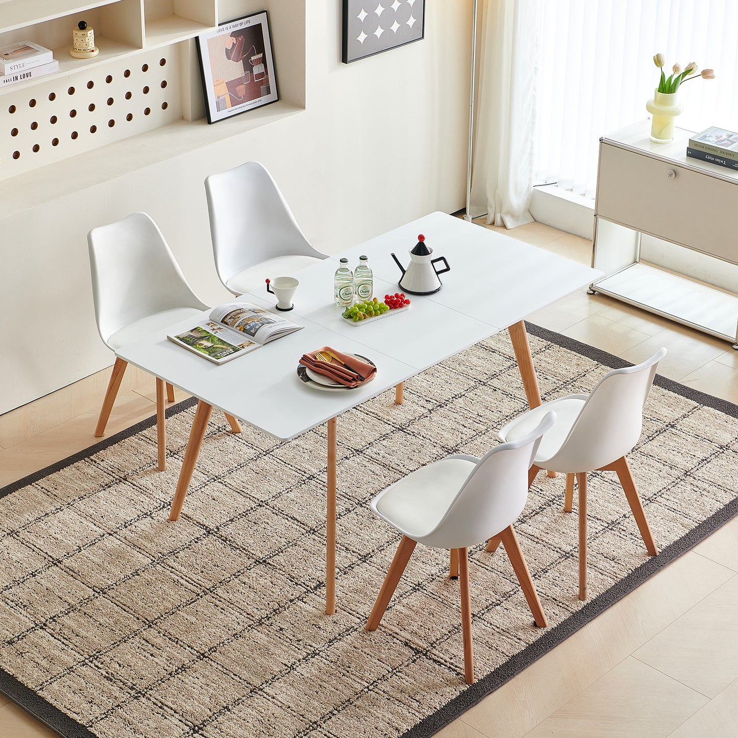 DUVALL Extendable Dining Table Rectangular White 120-160 cm