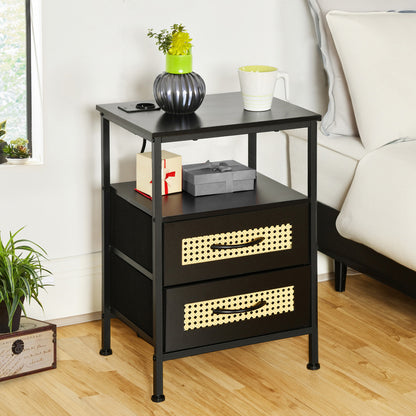 End Table 40cm with Iron Legs-Black-ELAND