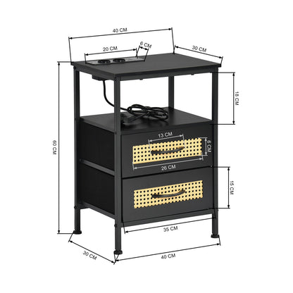 End Table 40cm with Iron Legs-Black-ELAND