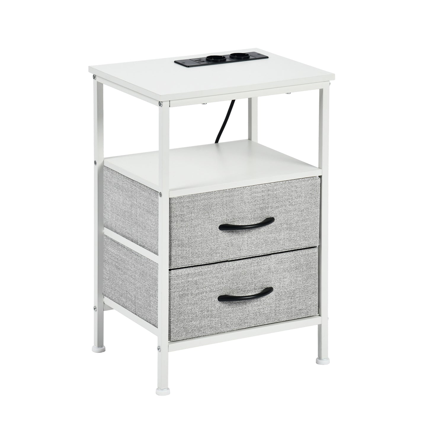 End Table 40cm with Iron Legs-White-ELAND