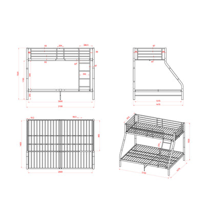 EGGREE Twin Over Full Bunk Bed Frame -White-ELMA