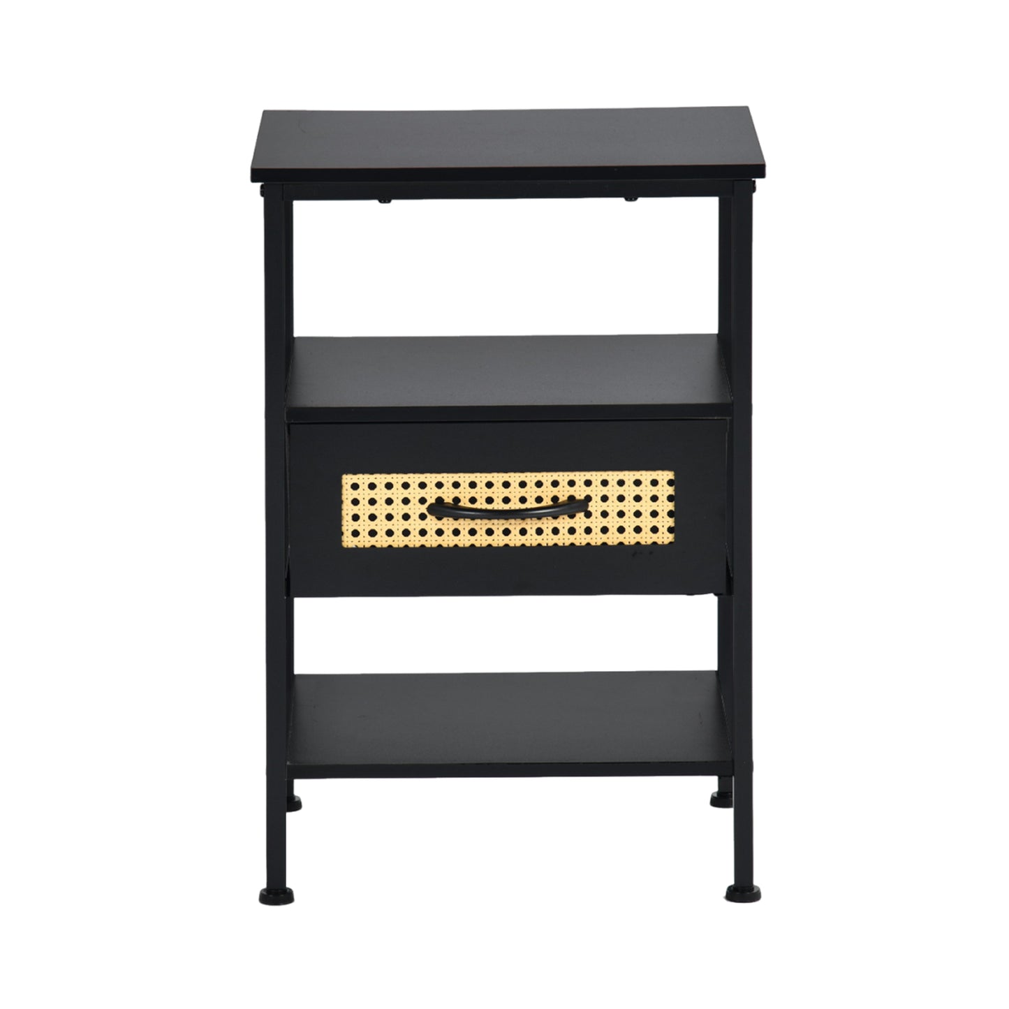 Living Room Side Table 40cm with Iron Legs-Black-ELTON