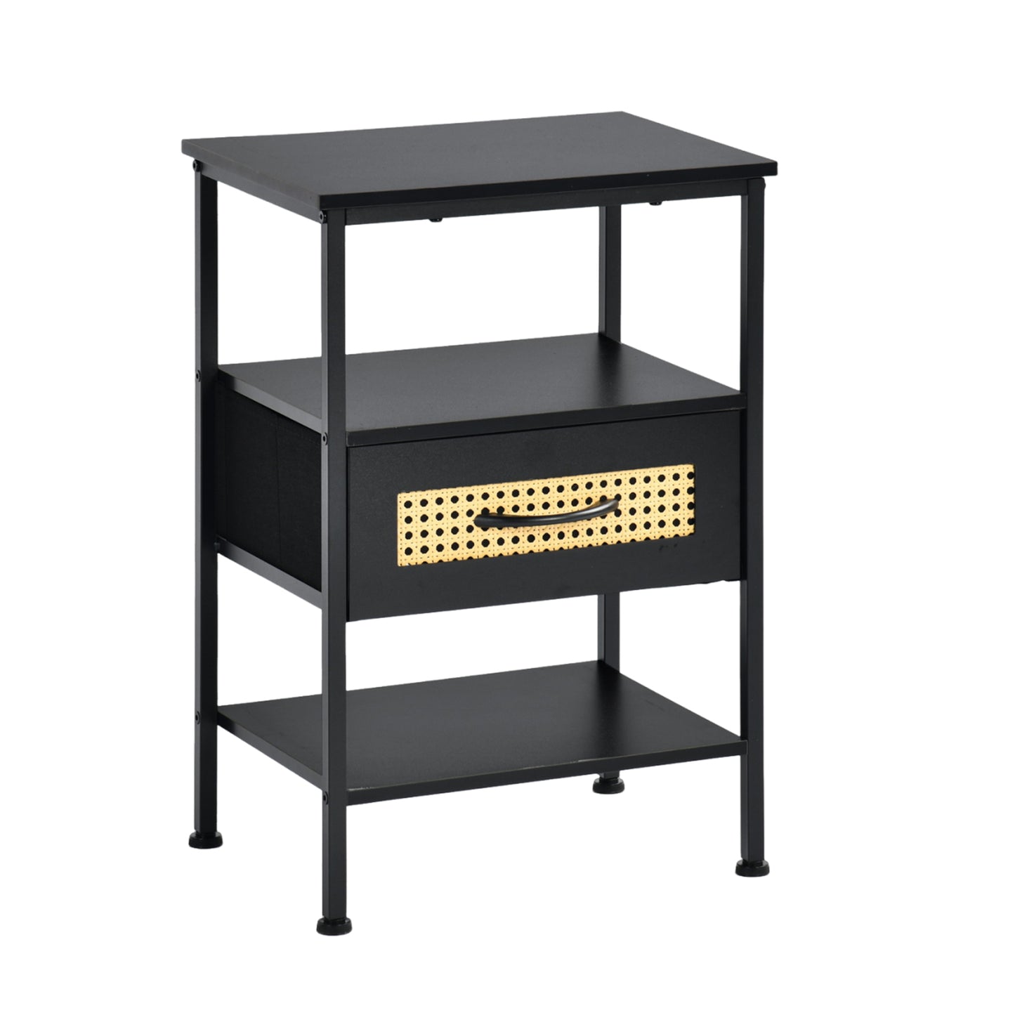 Living Room Side Table 40cm with Iron Legs-Black-ELTON