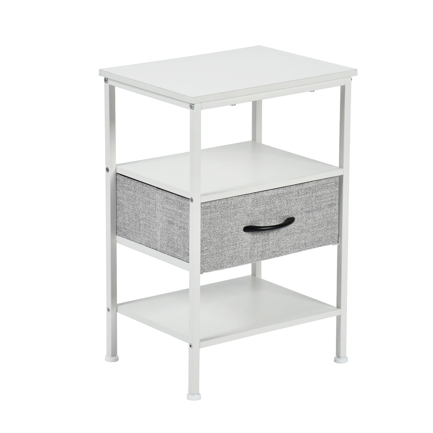 Living Room Side Table 40cm with Iron Legs-White-ELTON