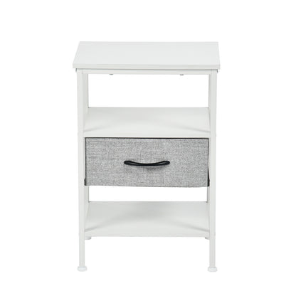 Living Room Side Table 40cm with Iron Legs-White-ELTON