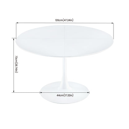 120cm Round Table with Iron Legs（4 sectors）-White