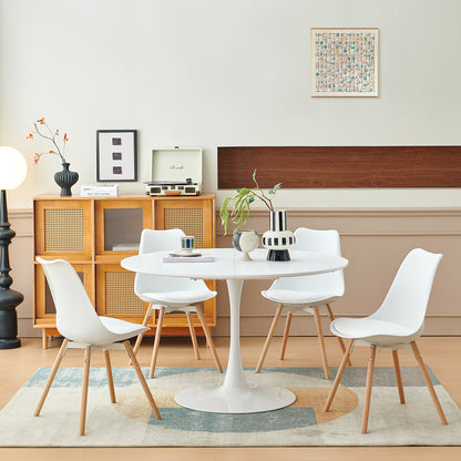 120cm Round Table with Iron Legs（4 sectors）-White