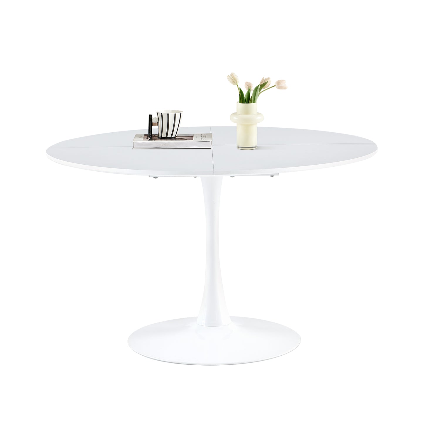 120cm Round Table with Iron Legs（4 sectors）-White