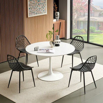 120cm Round Table with Iron Legs（4 sectors）-White